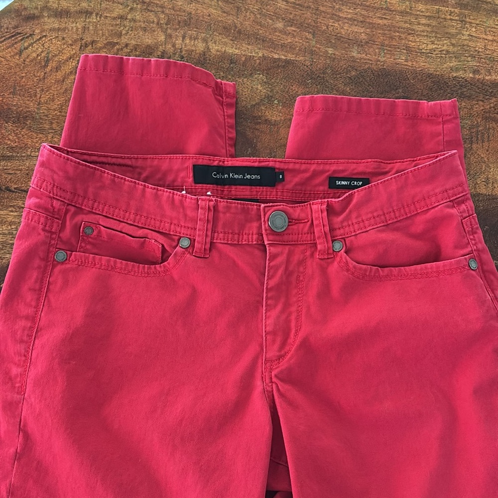 Calvin Klein Red Skinny Crop Jeans